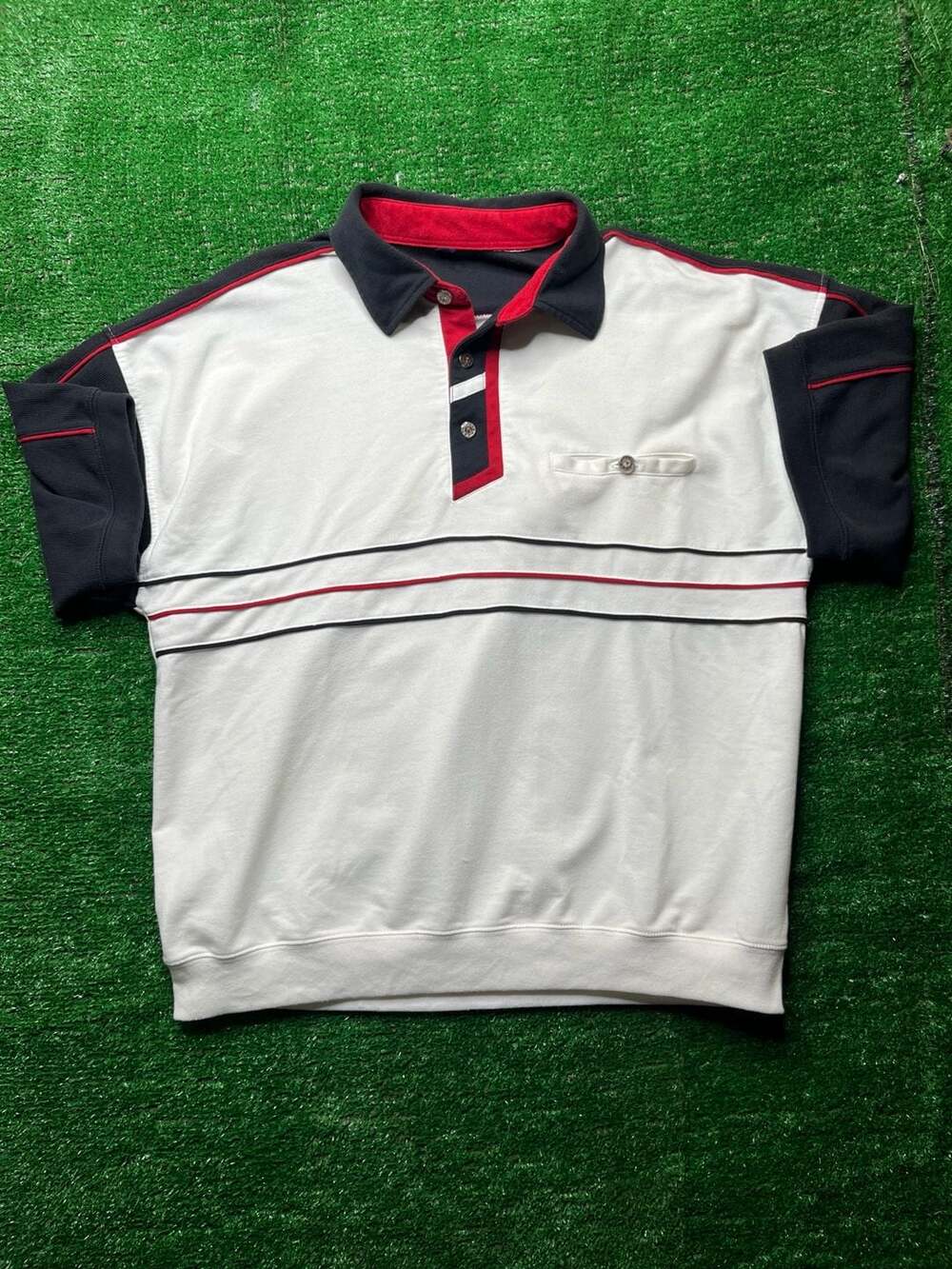 Vintage  90’s style Puritan Colorblock Collared Polo T-Shirt with Pocket